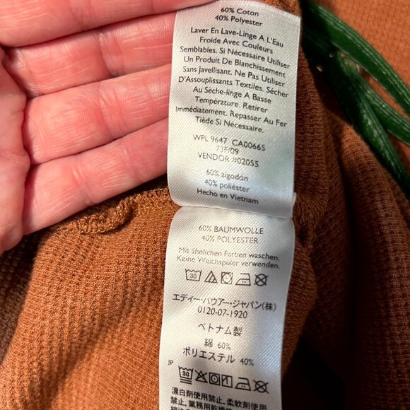 Eddie Bauer Orange Waffle-Knit Thermal Men's Long-Sleeve Henley T-Shirt SZ 2XL - Picture 5 of 6